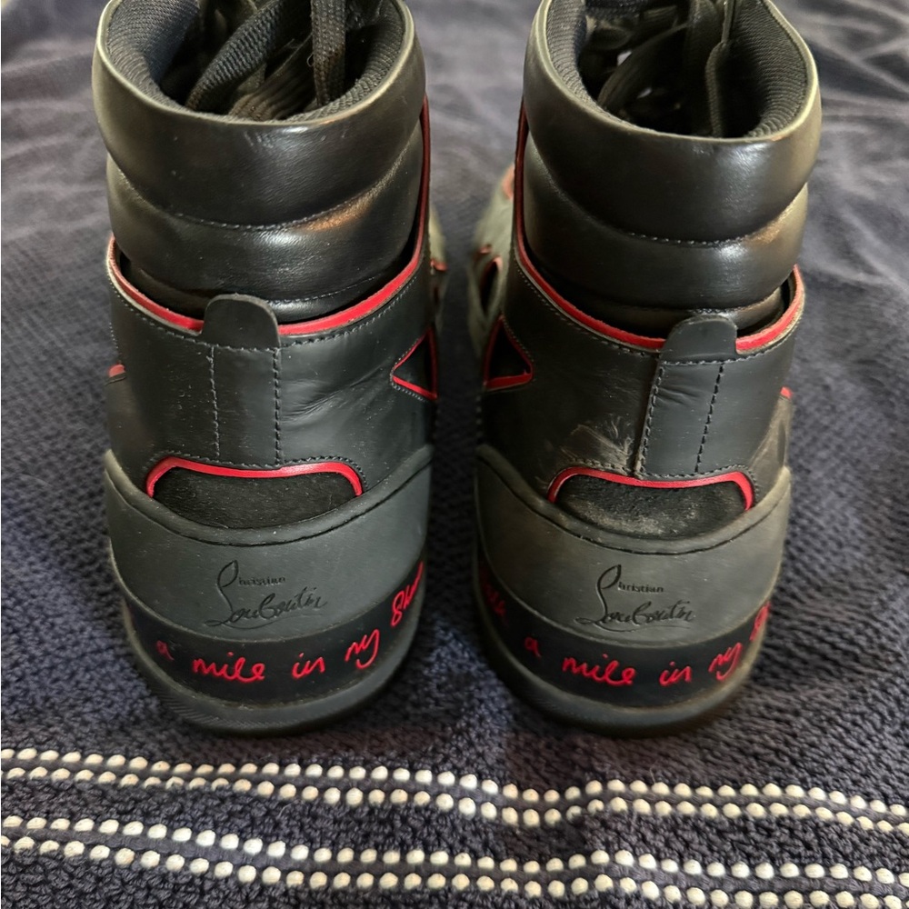 Christian Louboutin Black and Red Sneakers with Chunky Sole - Picture 5 of 7